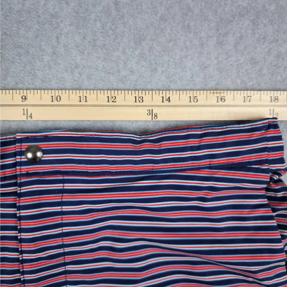 Lands' End Mens Large (36-38) Swim Shorts/Trunks Red White Navy Stripe